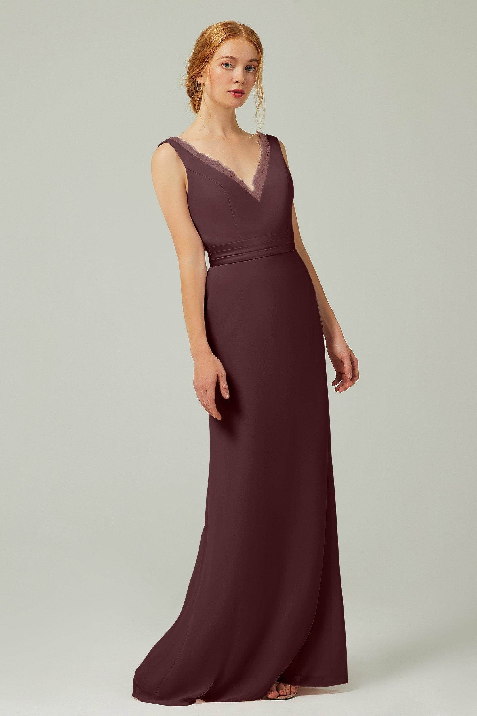 Sheath-Column Floor Length Chiffon Bridesmaid Dress CB0320 - COCOMELODY